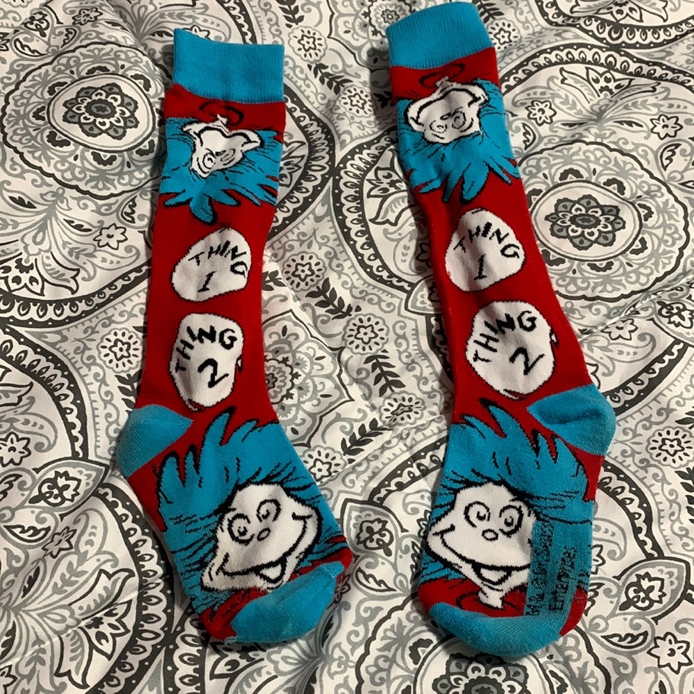 Thing 1 and Thing 2 tall socks